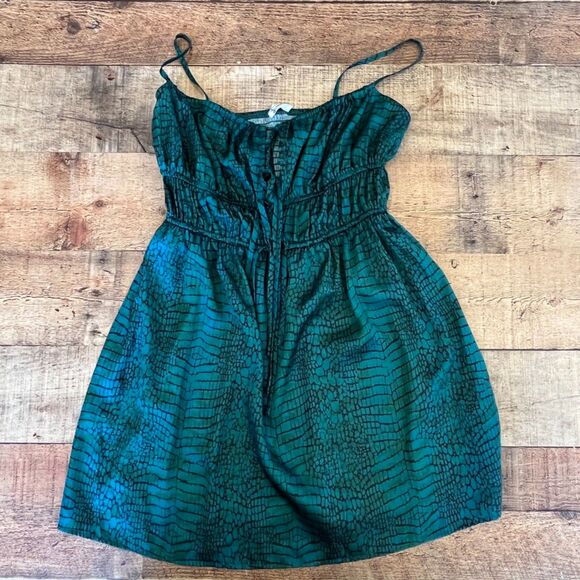 Free People Intimately Meant to Be Printed Green Satin Slip Dress Sm - Picture 9 of 10